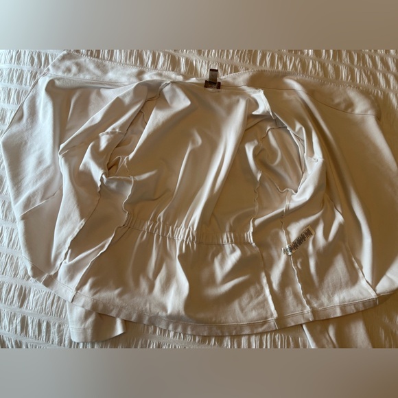 CHICO’S Open Front Waterfall Collar White Jacket Blazer Elastic Back Detail - Picture 12 of 15